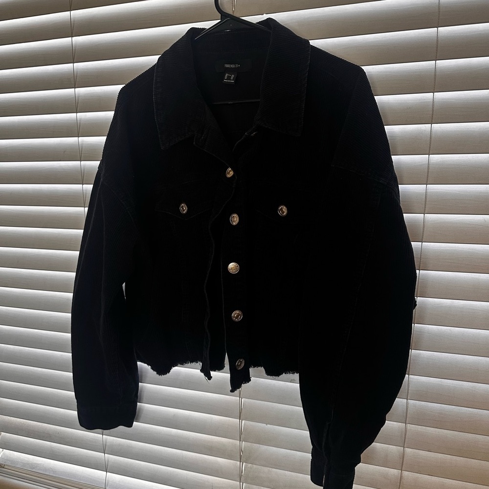 Trendy Black Corduroy Jacket